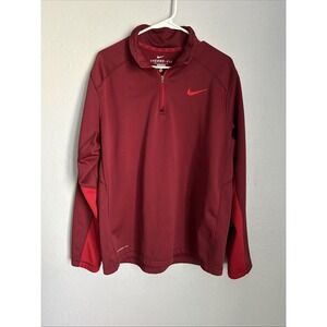 Nike Golf Jacket Mens XL Red Therma-Fit Fleece 1/4 Zip Pullover Swoosh Athletic